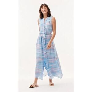 Bella Dahl Isla Maxi Dress Milos Stripe XS Blue Sleeveless Button Down Sundress